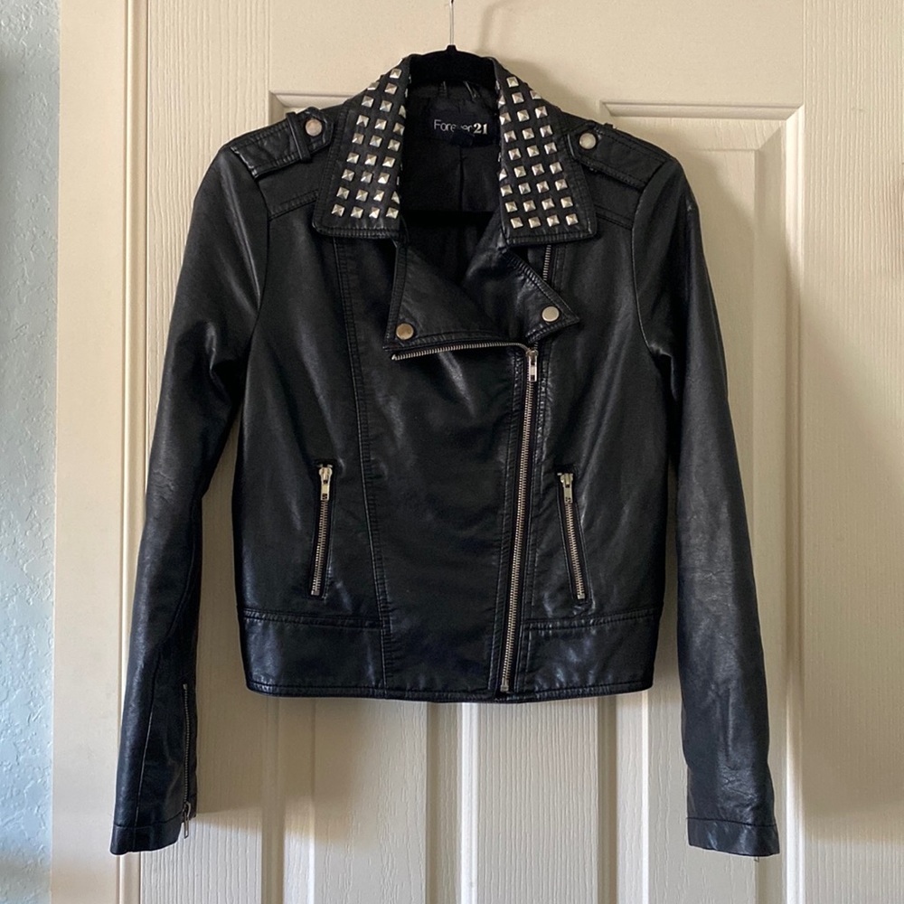 Black Faux Leather Jacket.